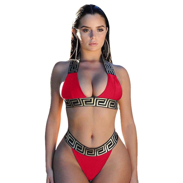 Bandage Swimsuit Sexy Bikini Set Women Crop Top Bikinis Mujer 2021 Swimwear Female Separate Fused Women's Swimming Suit Biquini voguable