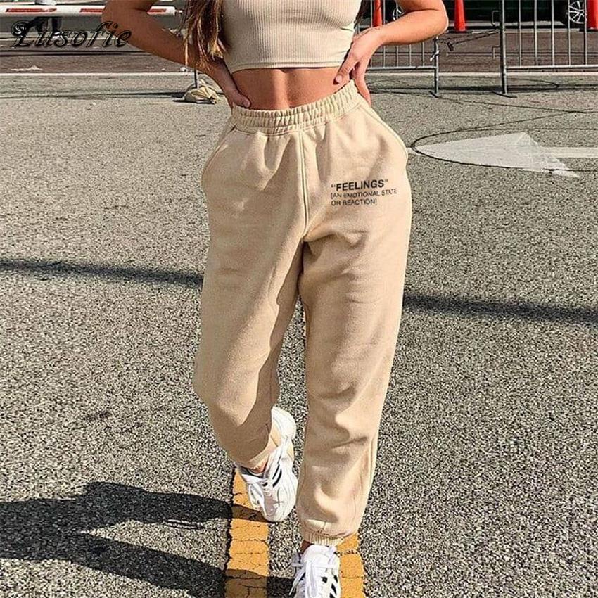 Lusofie Harajuku Joggers Wide Leg SweatPants Women Trousers High Waist Pants Streetwear Korean Casual Pant Femme Fall New 2020 voguable