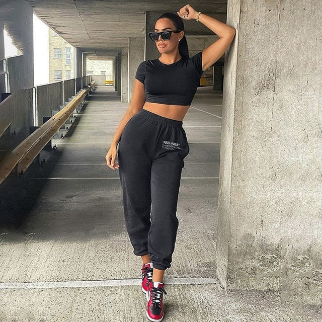 Lusofie Harajuku Joggers Wide Leg SweatPants Women Trousers High Waist Pants Streetwear Korean Casual Pant Femme Fall New 2020 voguable