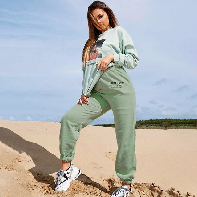 Lusofie Harajuku Joggers Wide Leg SweatPants Women Trousers High Waist Pants Streetwear Korean Casual Pant Femme Fall New 2020 voguable