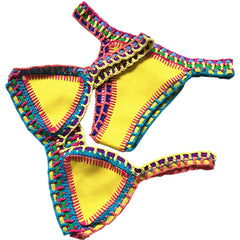 Women Bikini Set Reversible Swimwear Beachwear Sexy Low Waist Handmade Knit Swimsuit Female Bathing Suit Swimming Suit voguable