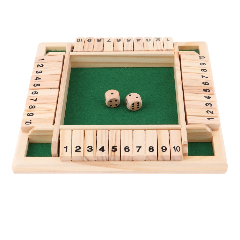 Voguable Deluxe Four Sided 10 Numbers Shut The Box Board Game Set Dice Party Club Drinking Games for Adults Families voguable