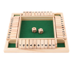 Voguable Deluxe Four Sided 10 Numbers Shut The Box Board Game Set Dice Party Club Drinking Games for Adults Families voguable