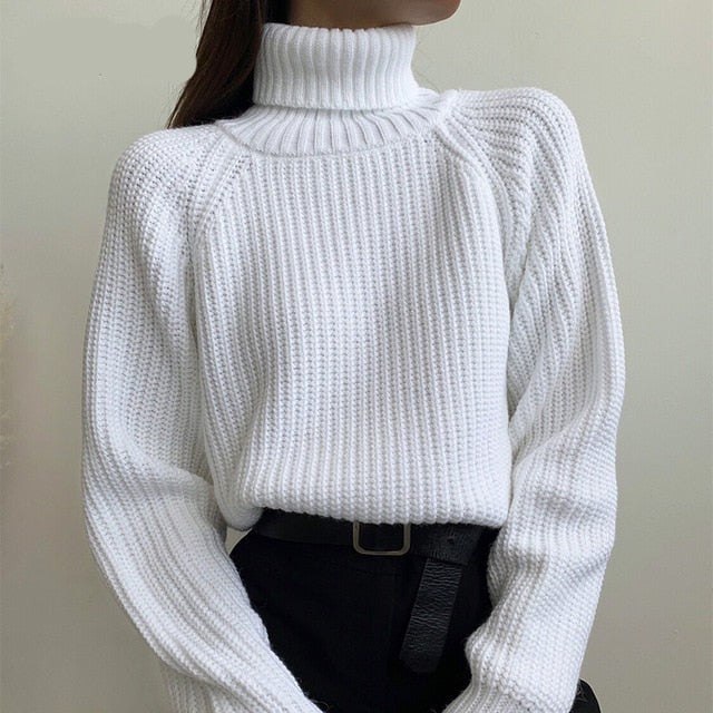 FSDA Turtleneck Women Sweater Women Khaki Long Sleeve Pullover 2020 Autumn Winter Casual Pink Jumper Loose Sweaters Oversized voguable