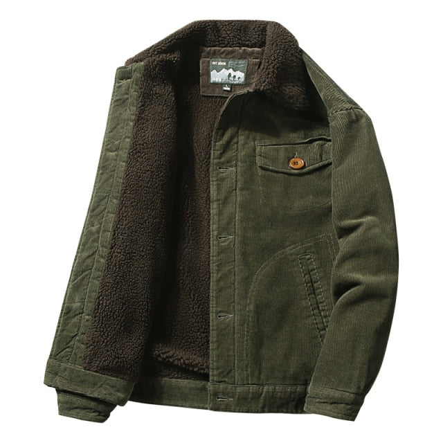 Voguable Mcikkny Men Warm Corduroy Jackets And Coats Fur Collar Winter Casual Jacket Outwear Male Thermal voguable