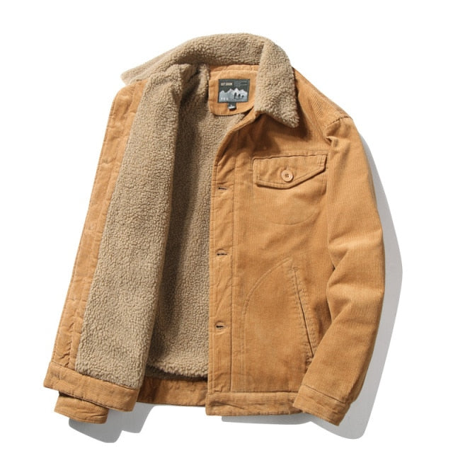 Voguable Mcikkny Men Warm Corduroy Jackets And Coats Fur Collar Winter Casual Jacket Outwear Male Thermal voguable