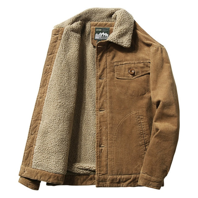 Voguable Mcikkny Men Warm Corduroy Jackets And Coats Fur Collar Winter Casual Jacket Outwear Male Thermal voguable