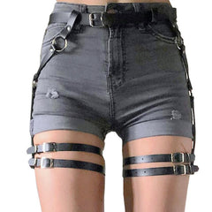 Punk Black Leather Sword Belt Waist Garter Handmade Body Bondage Sexy Leg Suspenders Harness Stockings Belts For Women voguable