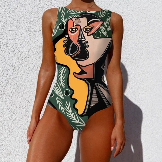 Striped Women One Piece Swimsuit High Quality Swimwear Printed Push Up Monokini Summer Bathing Suit Tropical Bodysuit Female voguable
