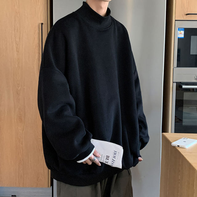 2020 Men's Black/white/pink/blue Coats Long Sleeve High Collar Hoodies Cotton Casual Clothes Sweatshirts Oversized Pullover voguable