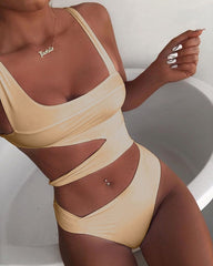 Voguable 2022 New Sexy Black One Piece Swimsuit Women Cut Out Swimwear Push Up Monokini Bathing Suits Beach Wear Swimming Suit For Women voguable