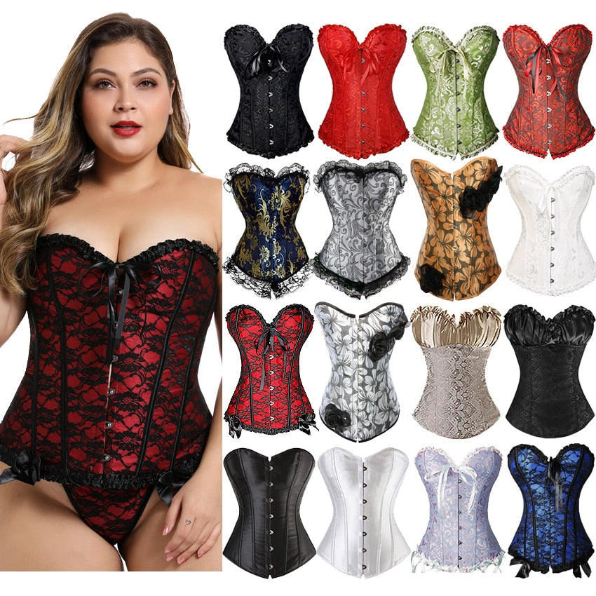 Plus Size Bustier Corsets Gothic Lace Up Binders and Shapers Overbust Body Shapewear Women Sexy Slimming Waist Trainer Boned 6XL voguable