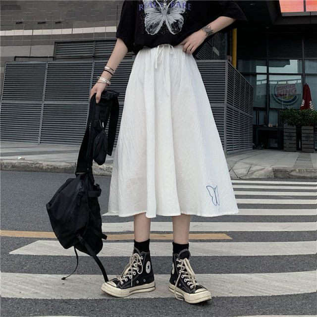 Autumn Women Skirts high waist student Korean Style Dark vintage Ruffle Long A-line skirts women fashion 2022 voguable