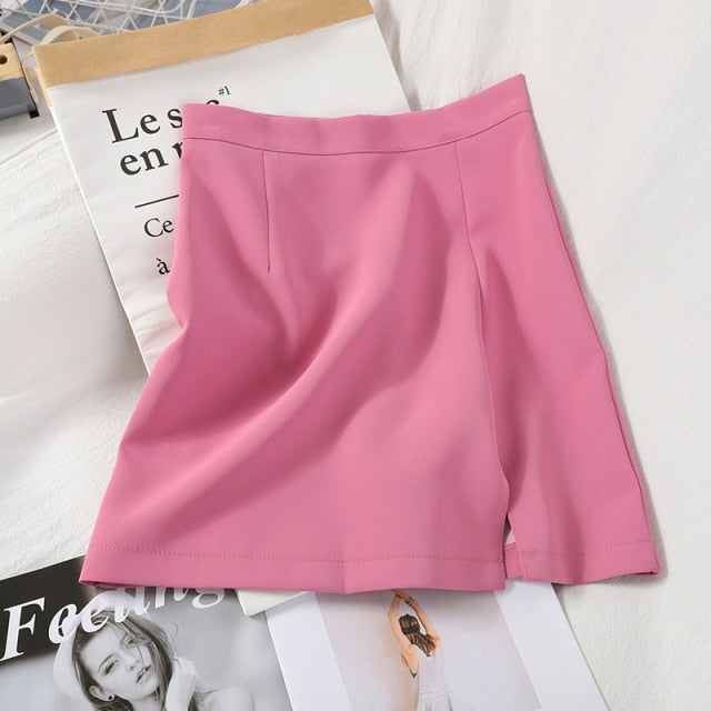 HELIAR Women Skirts Preppy Style A-line High-waist Split Mini Skirts Women Solid Elegant Casual OL Skirts For Women 2021 Autumn voguable