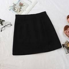 HELIAR Women Skirts Preppy Style A-line High-waist Split Mini Skirts Women Solid Elegant Casual OL Skirts For Women 2021 Autumn voguable
