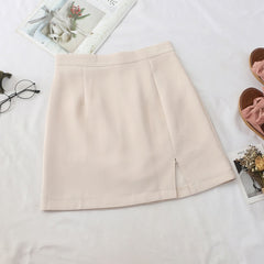 HELIAR Women Skirts Preppy Style A-line High-waist Split Mini Skirts Women Solid Elegant Casual OL Skirts For Women 2021 Autumn voguable
