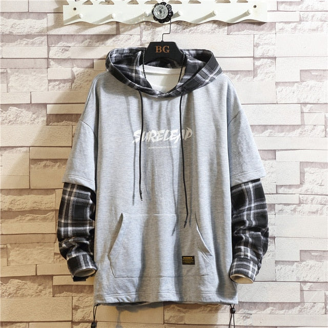 Voguable 2021 Autumn Spring Black Patchwork Hoodies MEN'S Sweatshirts Hiphop Punk Streetwear Casual Pullover voguable