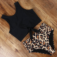 High Waisted Swimsuit Bikini 2021 Push Up Swimwear Women Sexy Bathing Suit Female Vest Bikini Set Leopard Swim Suit Beachwear voguable
