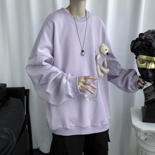 Voguable Men's Fashion Removable Bear Hoodies Cotton Casual Sweatshirts Round Neck Masculino Pullovers Streetwear Loose Coats S-XL voguable