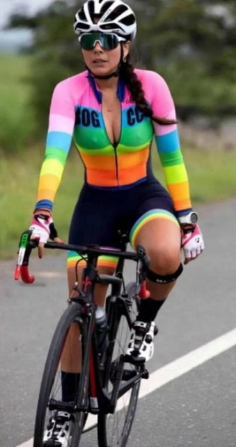 Voguable kafitt Cycling Sports Suit Women's Jumpsuit Summer Sunscreen Long Sleeve Shorts Triathlon Cycling Running Close Sexy voguable