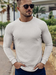 Voguable 2021 Autumn Fashion Men's T-shirt Sweater O-Neck Slim Fit Knittwear Mens Long Sleeve Pullovers Tshirts Men Fitness Pull Homme voguable