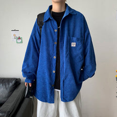 Voguable Men's Corduroy Long Sleeve Shirts Autumn Korean Shirt Woman Fashion Casual Oversize Shirt Printed Clothing voguable