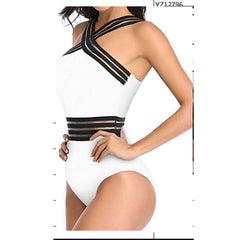 2021 Women Bikini Bodysuit Sexy Ladies Striped Bandage Backless Push Up Swimwear Swimsuit Beach Triangle Bathing Suit voguable