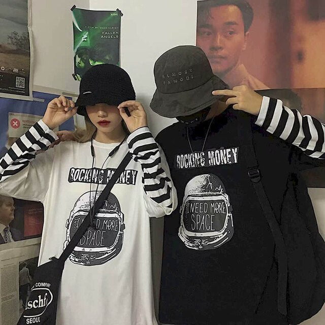 Voguable Long Sleeve Fake Two-piece T Shirt Striped Big Shirts Men Clothing Men Fashion 2020 New Oversized Tees Clothes Tshirt voguable
