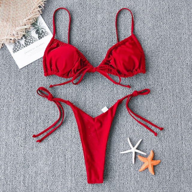 Voguable Sexy Micro Bikini 2021 Women Swimsuit Bandage Bikini Set Swimwear Female Halter Top Brazilian Bathing Suit Bather Biquini voguable