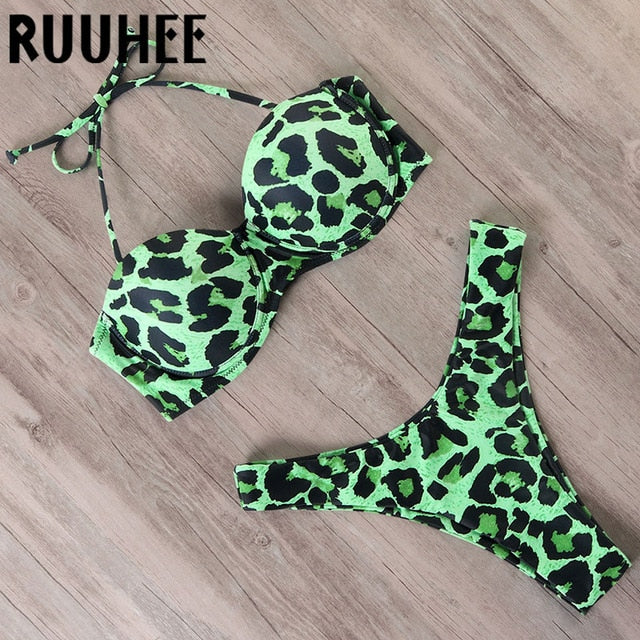 RUUHEE Bikini Swimwear Women Swimsuit 2021 Leopard Brazilian Bikini Set Push Up Bathing Suit Female Summer Beach Wear Biquini voguable
