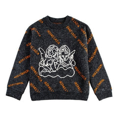 Oversized Streetwear Angel Pattern Women'S Sweater Retro Lazy Pullover Trendy Brand Round Neck Fashion Sweater Women 2021 Winter voguable