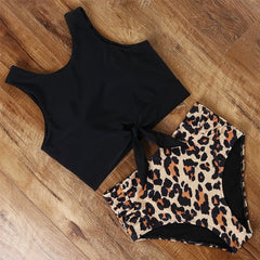 Voguable High Waist Bikini Leopard Swimsuit Women Bikini 2021 Floral Swimsuit Print High Neck Bikini Push Up Swimwear Snake Bathing Suit voguable