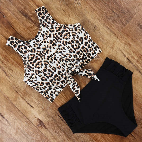 Voguable High Waist Bikini Leopard Swimsuit Women Bikini 2021 Floral Swimsuit Print High Neck Bikini Push Up Swimwear Snake Bathing Suit voguable