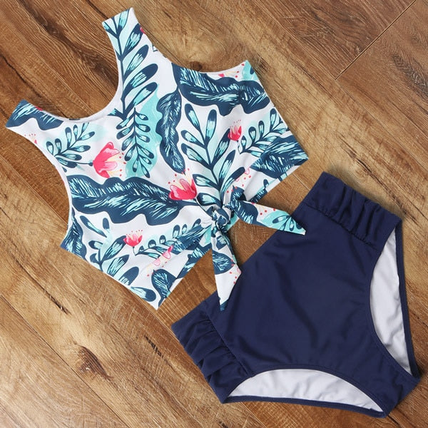 Voguable High Waist Bikini Leopard Swimsuit Women Bikini 2021 Floral Swimsuit Print High Neck Bikini Push Up Swimwear Snake Bathing Suit voguable