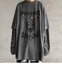 Voguable Punk Unisex T Shirt Streetwear Cool Patchwork Tshirt Harajuku Summer Tops Tees Spring Long Sleeve High Street Loose Japan Style voguable