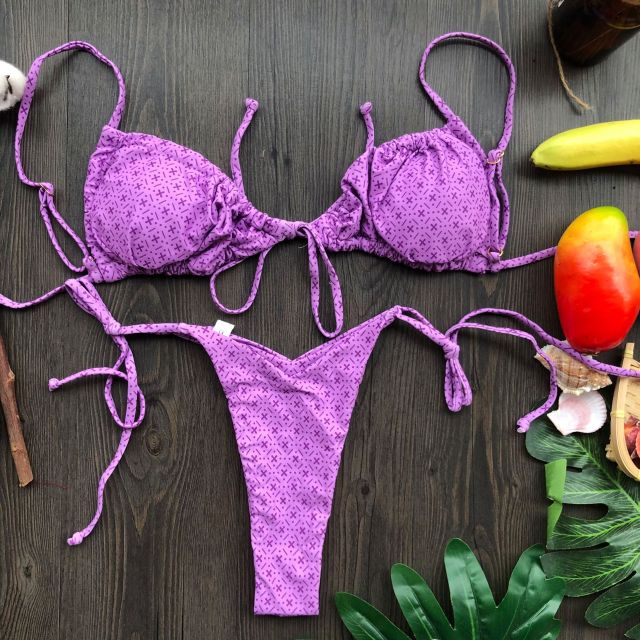 In-X Brazilian micro bikinis 2021 mujer Sexy string swimsuit female pleated bikini set Yellow swimwear women Mini bathing suit voguable