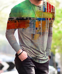 Voguable New Patchwork T-shirt Long Sleeve Fashion 3D Print Tops 2021 Summer Casual Pullovers Sexy Mens clothing Plus Size S-3XL voguable