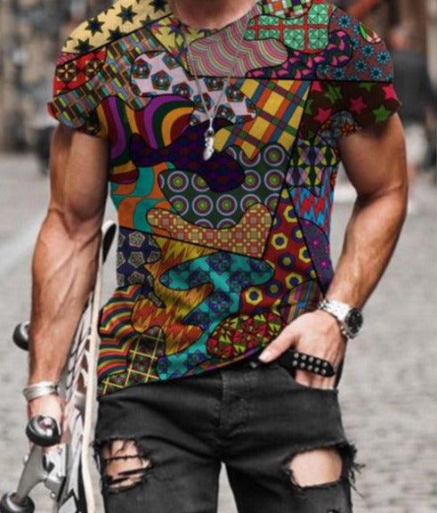 Voguable New Patchwork T-shirt Long Sleeve Fashion 3D Print Tops 2021 Summer Casual Pullovers Sexy Mens clothing Plus Size S-3XL voguable