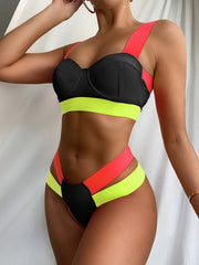 Padded Push Up Bikini Set Underwire Flower Ruffles Swimsuit For Women Sexy Solid Bandeau Female Bathing Suit 2018 Summer Biquini voguable