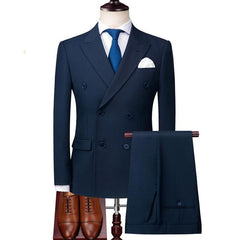 Voguable Mens Double Breasted Suits Terno Masculino Slim Fit Men's Formal Suits Set Brand Black Grey Jacket Pants Vest voguable