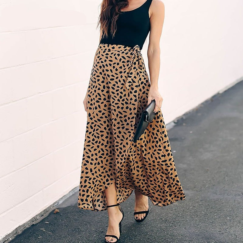 SURMIITRO Polka Dot Print Long Maxi Summer Skirt Women Fashion 2021 White Black Split High Waist Sun Wrap Aesthetic Skirt Female voguable
