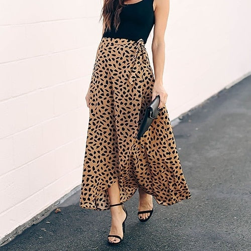 SURMIITRO Polka Dot Print Long Maxi Summer Skirt Women Fashion 2021 White Black Split High Waist Sun Wrap Aesthetic Skirt Female voguable