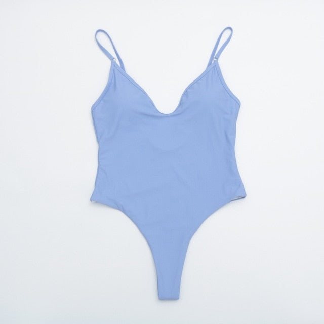 2021 Sexy Solid One Piece Swimsuit Women Swimwear Bodysuit Swimsuit Female Push Up Monokini High Waist Bathing Suits Beach Wear voguable