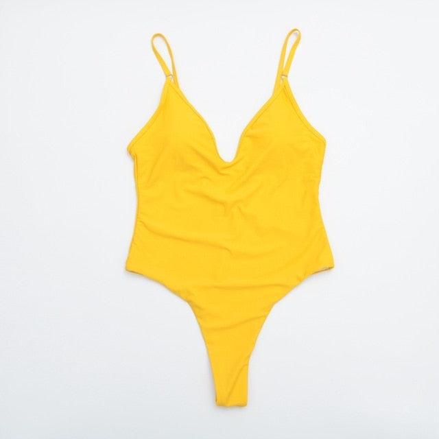 2021 Sexy Solid One Piece Swimsuit Women Swimwear Bodysuit Swimsuit Female Push Up Monokini High Waist Bathing Suits Beach Wear voguable
