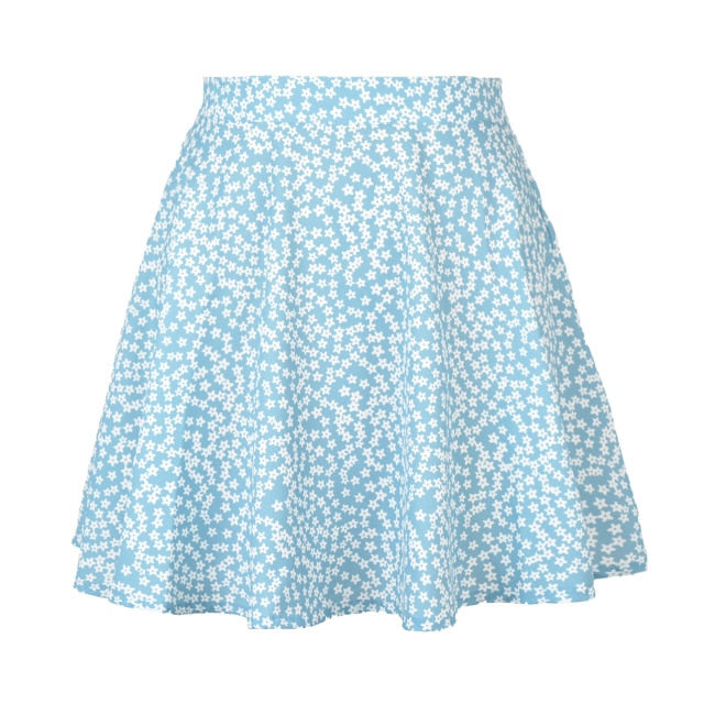 Summer new women's floral print skirt high waist umbrella mini skirt Female invisible zipper chiffon print short skirt women voguable