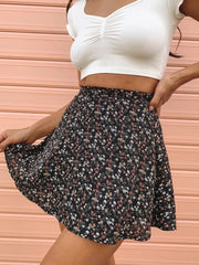 Tossy Boho Floral Print Party Skirt Summer New High Waist Pleated Skirt Short Beach Sexy Frills Mini Skirts For Women 2021 voguable