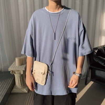 Voguable Short Sleeve Black White Loose T Shirt Men'S 2021 Summer Classic Solid Tshirt Top Tees Casual Clothes Plus OverSize M-5XL O NECK voguable