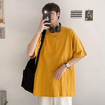 Voguable Short Sleeve Black White Loose T Shirt Men'S 2021 Summer Classic Solid Tshirt Top Tees Casual Clothes Plus OverSize M-5XL O NECK voguable