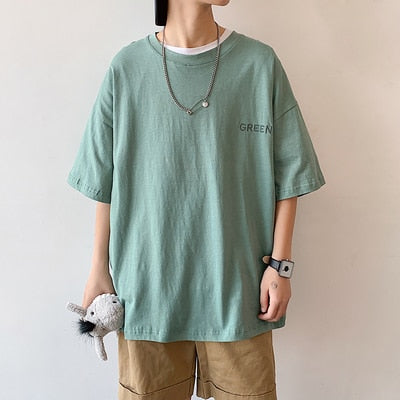 Voguable Short Sleeve Black White Loose T Shirt Men'S 2021 Summer Classic Solid Tshirt Top Tees Casual Clothes Plus OverSize M-5XL O NECK voguable