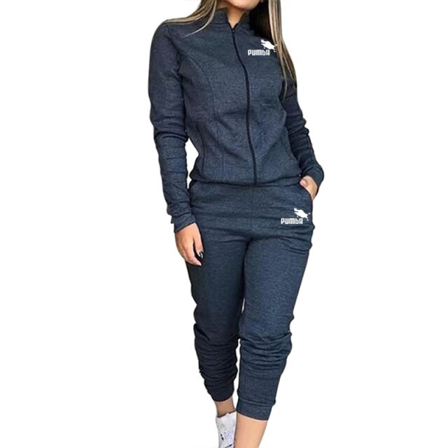 Voguable Spring Autumn Print Tracksuit Women 2 Piece Set Long Sleeve Zipper Jacket+Pants Sports Jogging Suit Female Streetwear Outfits voguable
